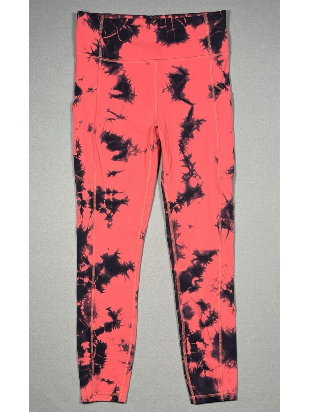 Lululemon Invigorate High Rise Carnation Red Black Tie Dye Leggings - Size 6